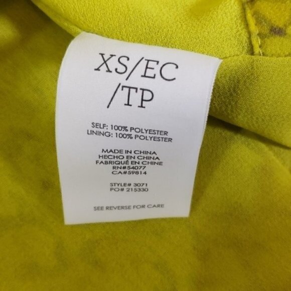 CAbi | #3071 Reign Ruffle Tank Blouse Size XS Citron Yellow - Picture 6 of 7